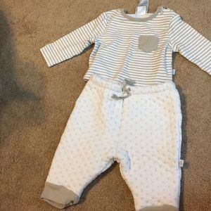 Tan and white boys set, pants and shirt